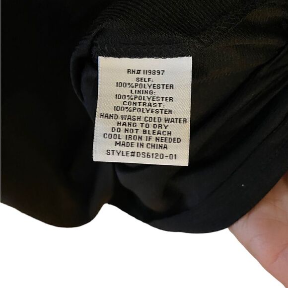 Eclair Sz XS Little Black Dress Ruffle Collar & Sleeves Button Keyhole Back - Picture 8 of 8